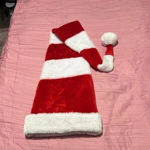 Red & White Kids Holiday Elf Hat - Festive Plush Pom Pom